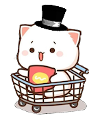 Top hat cat in grocery cart illustration
